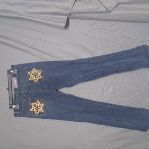 Jeanbay Dark Wash Embroidered Back Pocket Jeans - Size 10